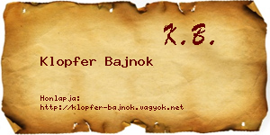 Klopfer Bajnok névjegykártya